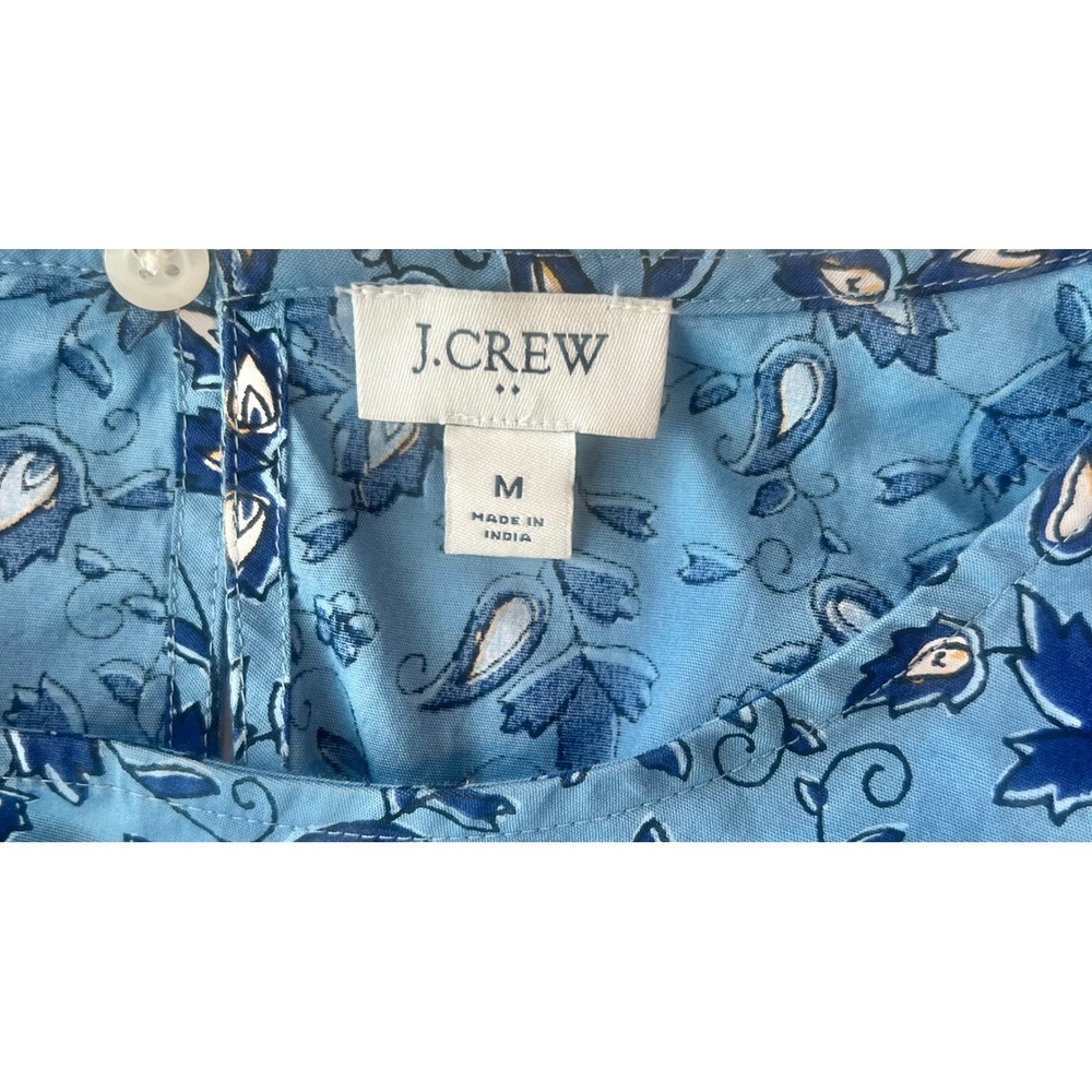 J. Crew Blue Floral Long-Sleeve Printed Poplin Blouse Women's Size Medium - Picture 6 of 7
